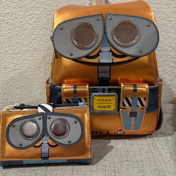 Loungefly Handbags - Loungefly Disney Pixar Wall-E Metallic Mini Backpack and Wallet Exclusive